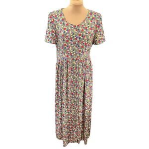 Maggy London SZ 10 Vintage 90s Ditsy Floral Midi Tie Back Dress Fairy Grunge